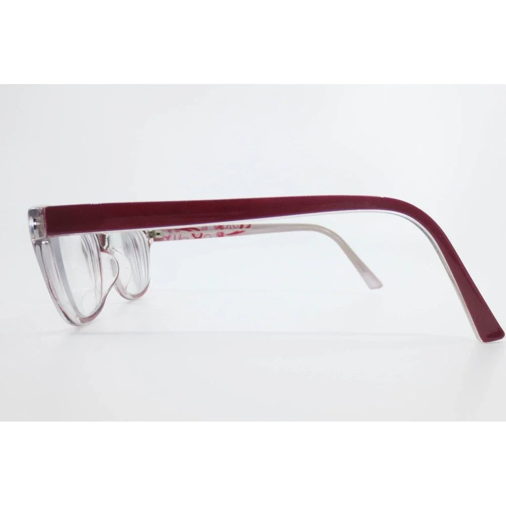Modern Holiday Eyeglasses Red Oval Frames 54-17-140 Patterned Temples 39301